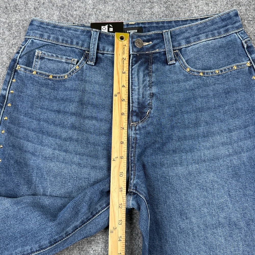 Express Embellished Jean Womens Size 6 Straight Leg Studded Medium Wash NWT - Picture 10 of 14